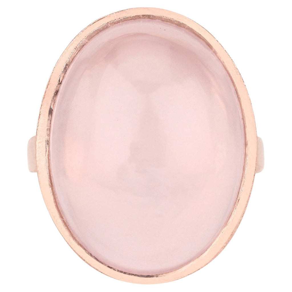 Rose Quartz Ring 15.5 Carats Gold Plated Silver