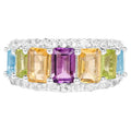 Multicolored Gemstones Ring Amethyst Citrine Peridot Topaz 3.6 Carats Silver