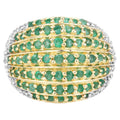 Zambian Emerald Ring With White Topaz 2 Carats Gold Plated Silver