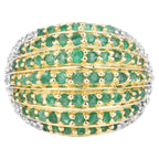 Zambian Emerald Ring With White Topaz 2 Carats Gold Plated Silver