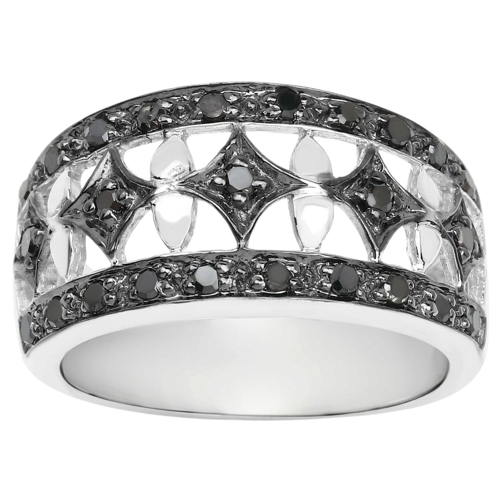 Black Diamond Ring 0.26 Carats Sterling Silver