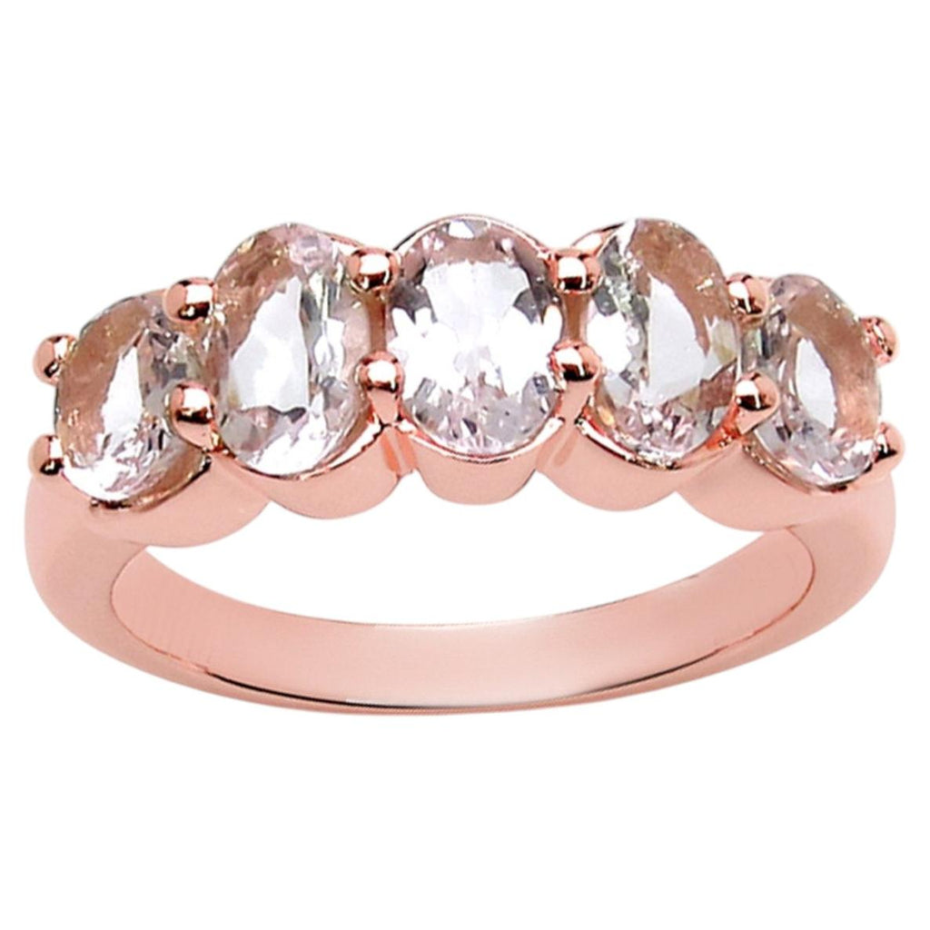 Morganite Ring With White Topaz 1.54 Carats Gold Plated Silver