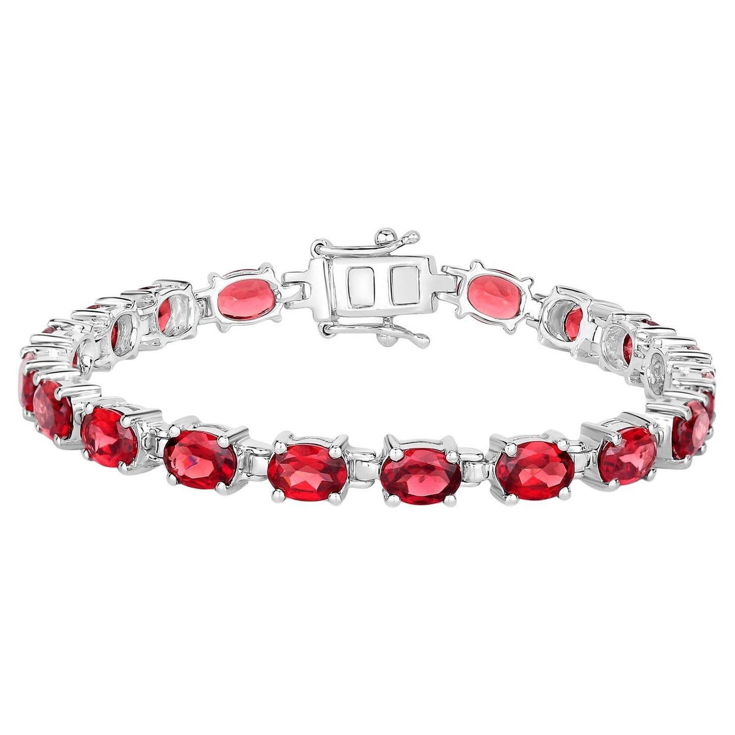 Garnet Tennis Bracelet 15.2 Carats Sterling Silver