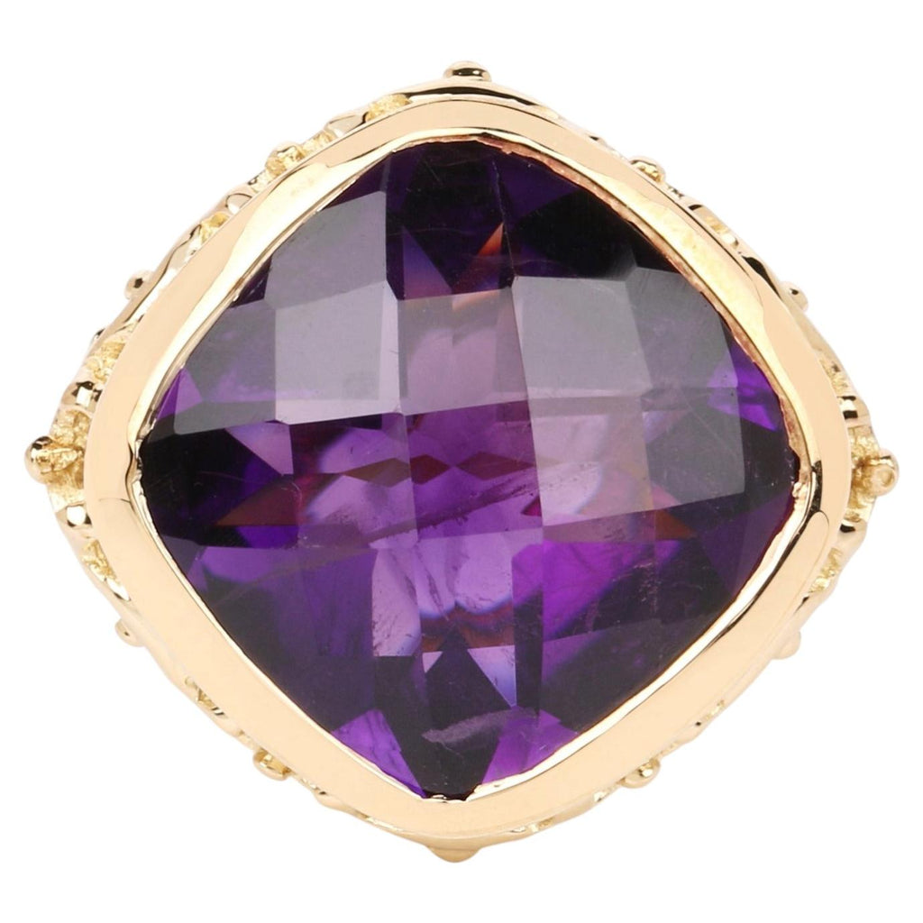 Amethyst Ring 8.38 Carats Gold Plated Silver