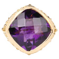 Amethyst Ring 8.38 Carats Gold Plated Silver