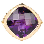 Amethyst Ring 8.38 Carats Gold Plated Silver