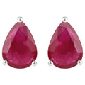 Natural Ruby Stud Earrings 1.58 Carats 10K White Gold