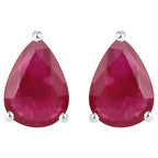 Natural Ruby Stud Earrings 1.58 Carats 10K White Gold