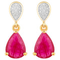 Ruby Dangle Earrings Diamonds 2.45 Carats 10K Yellow Gold