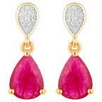Ruby Dangle Earrings Diamonds 2.45 Carats 10K Yellow Gold