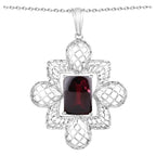 Garnet Flower Pendant 7.98 Carats Sterling Silver