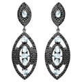 Blue Topaz Earrings With Black Spinel 8.78 Carats Sterling Silver