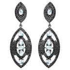Blue Topaz Earrings With Black Spinel 8.78 Carats Sterling Silver