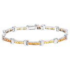 Multicolor Sapphire Tennis Bracelet 6.44 Carats Sterling Silver