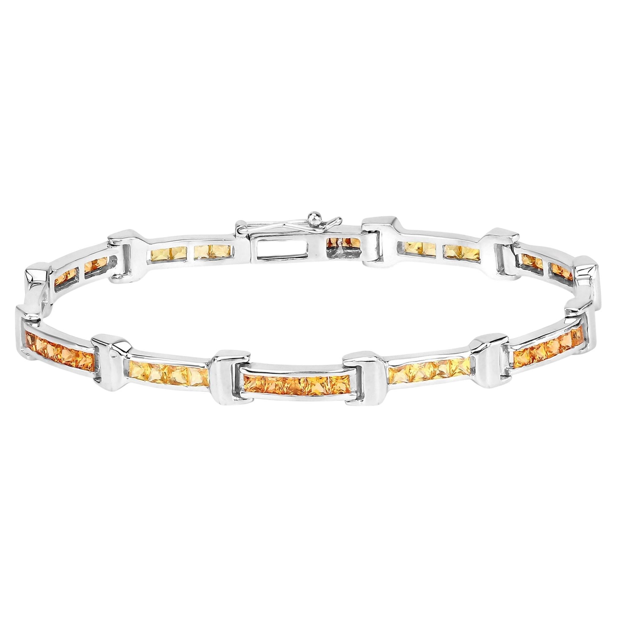 Multicolor Sapphire Tennis Bracelet 6.44 Carats Sterling Silver