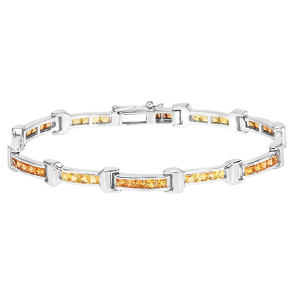 Multicolor Sapphire Tennis Bracelet 6.44 Carats Sterling Silver