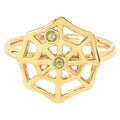 Peridot Spider Web Ring 0.02 Carats Gold Plated Silver