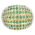 Emerald Ring With White Topaz 2.02 Carats Gold Plated Silver