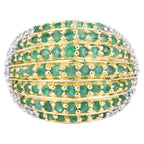 Emerald Ring With White Topaz 2.02 Carats Gold Plated Silver