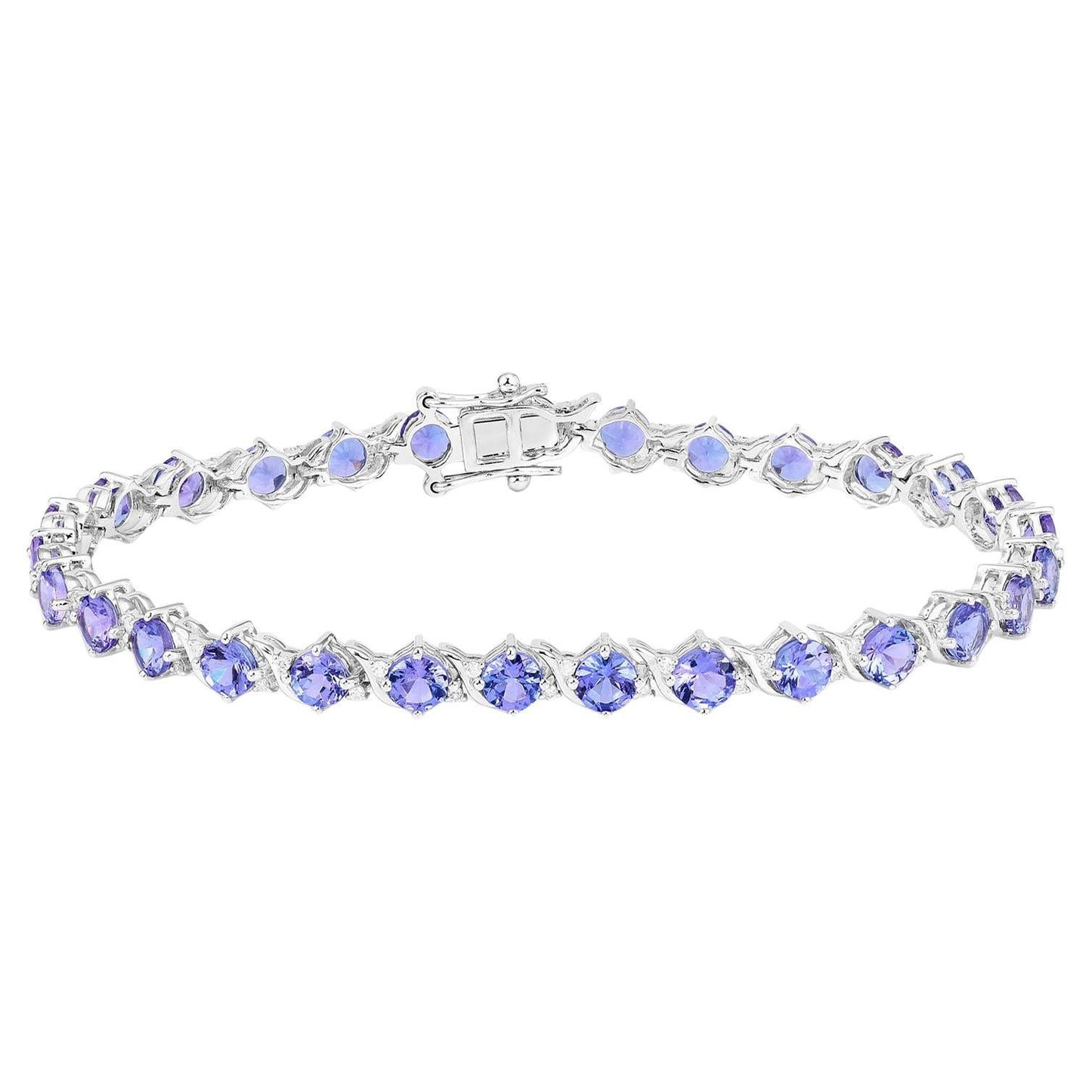 Tanzanite Tennis Bracelet Diamonds 6.9 Carats 14K White Gold