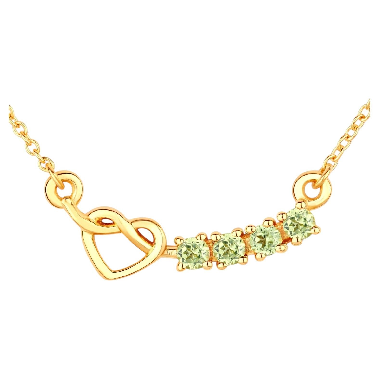 Peridot Heart Necklace 0.26 Carats Gold Plated Silver