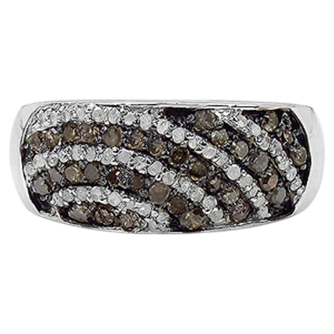 Multicolor Diamond Ring 0.6 Carats Sterling Silver