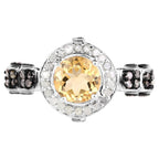 Citrine Ring With Champagne Diamonds 1 Carats Sterling Silver