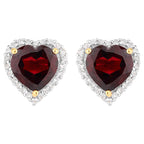 Garnet Earrings White Topaz 5.46 Carats 18K Yellow Gold Plated Silver