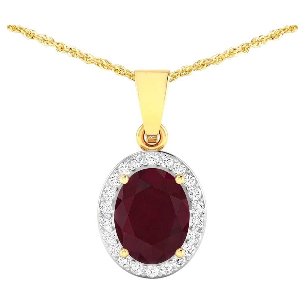 Ruby Pendant With Diamonds 2.48 Carats 14K Yellow Gold