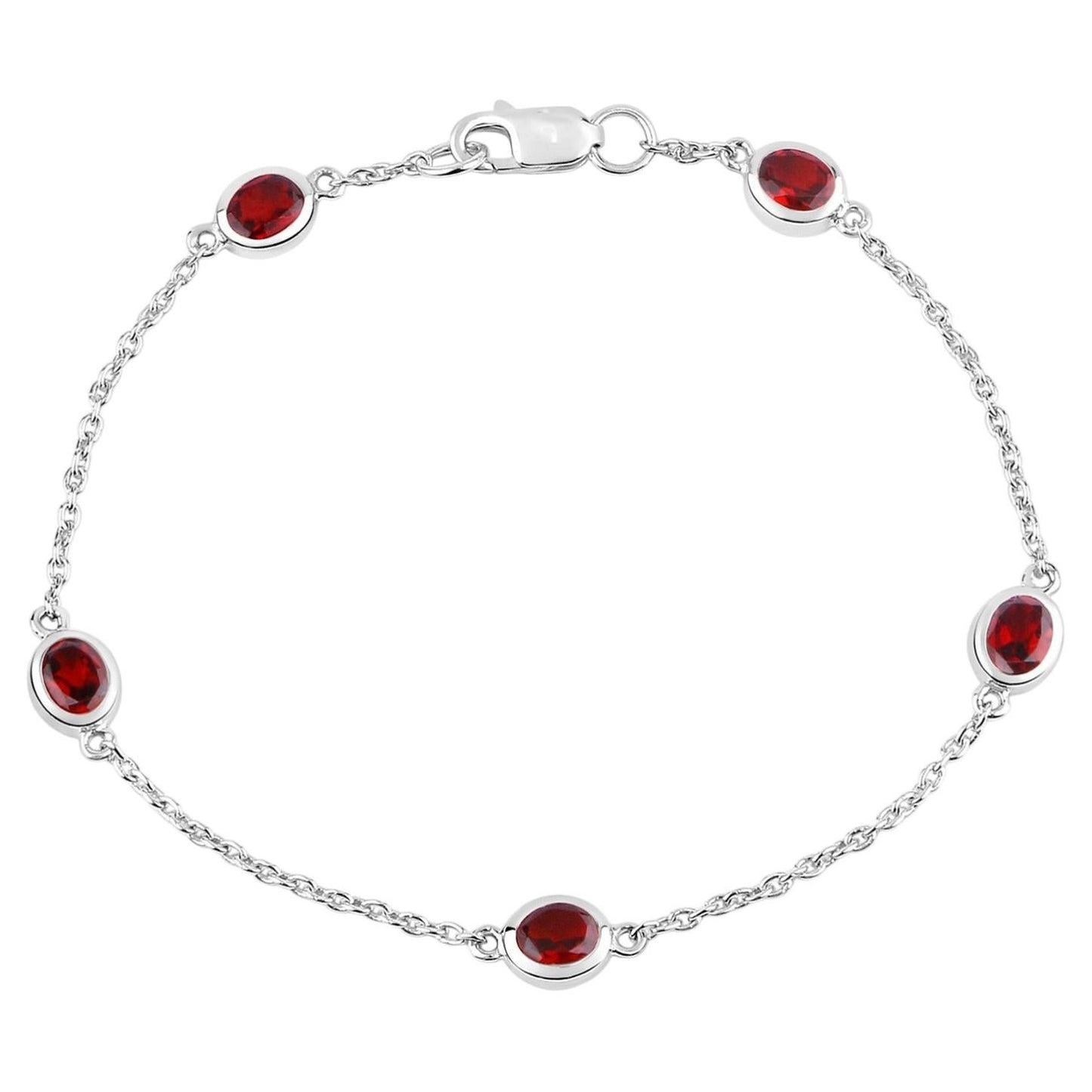 Garnet Bracelet 2.24 Carats Sterling Silver