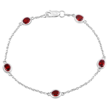 Garnet Bracelet 2.24 Carats Sterling Silver