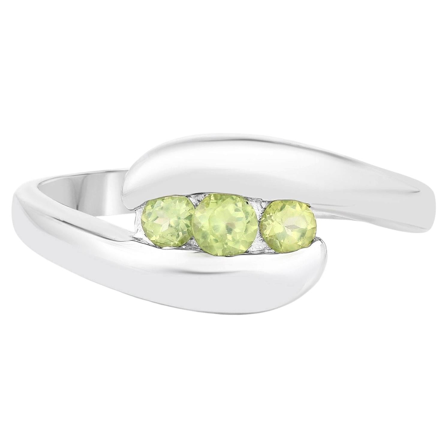 Peridot Ring 0.52 Carats Sterling Silver