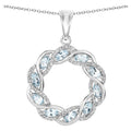 Blue Topaz Pendant With White Topaz 1.9 Carats Sterling Silver