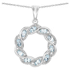 Blue Topaz Pendant With White Topaz 1.9 Carats Sterling Silver