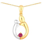 Ruby Mom Pendant 0.18 Carats Gold Plated Silver