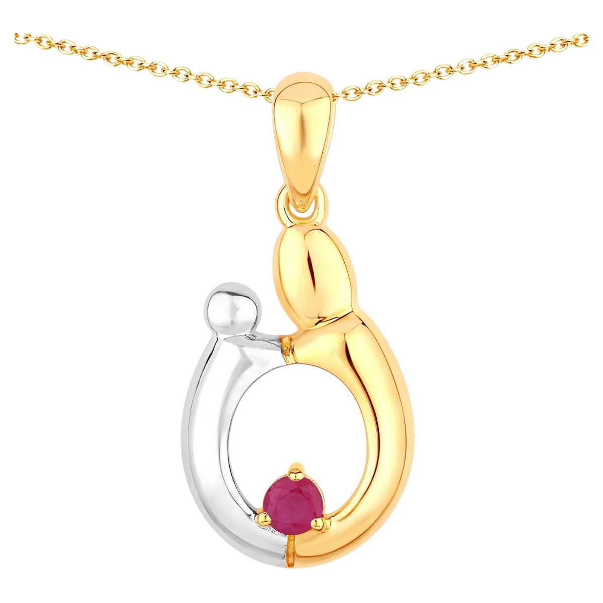 Ruby Mom Pendant 0.18 Carats Gold Plated Silver