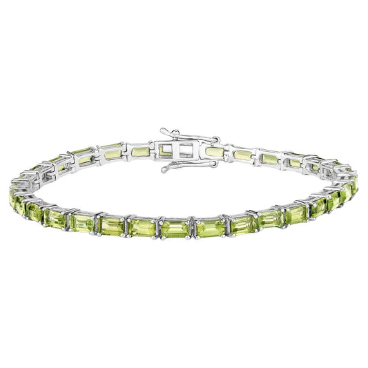 Peridot Tennis Bracelet 8.67 Carats Sterling Silver