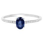 Blue Sapphire Ring With Diamonds 0.5 Carats 14K White Gold