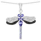 Tanzanite Dragonfly Pendant With White Zircon 1.9 Carats Sterling Silver