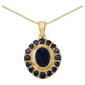 Blue Sapphire Pendant 2.98 Carats Gold Plated Silver