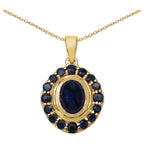 Blue Sapphire Pendant 2.98 Carats Gold Plated Silver
