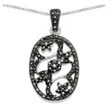 Black Diamond Flower Pendant 0.2 Carats Sterling Silver