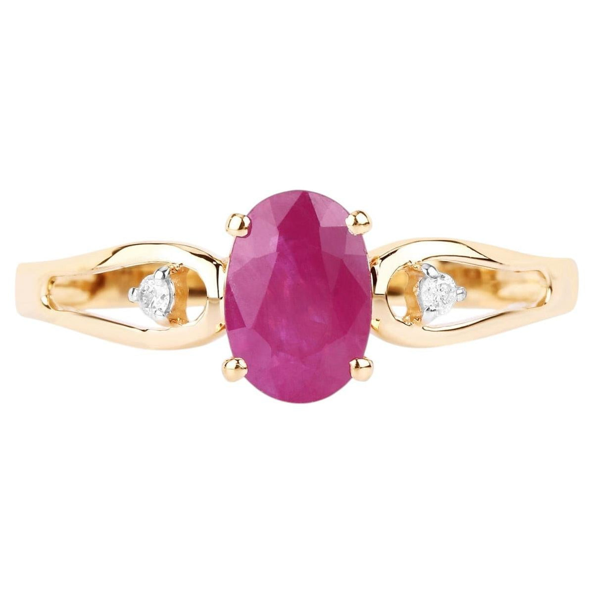 Ruby Ring With Diamonds 0.92 Carats 14K Yellow Gold