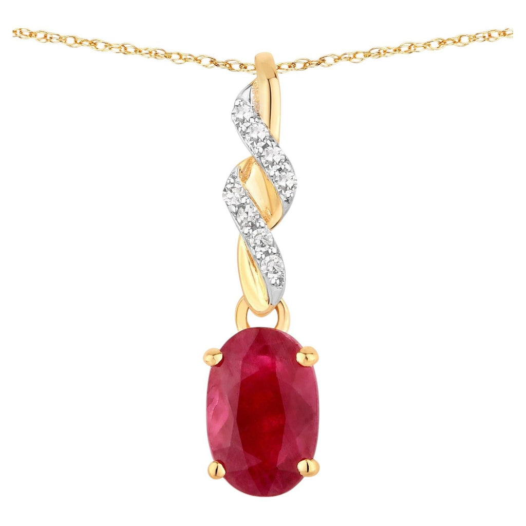 Ruby Pendant With Diamonds 0.52 Carats 14K Yellow Gold