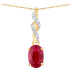 Ruby Pendant With Diamonds 0.52 Carats 14K Yellow Gold