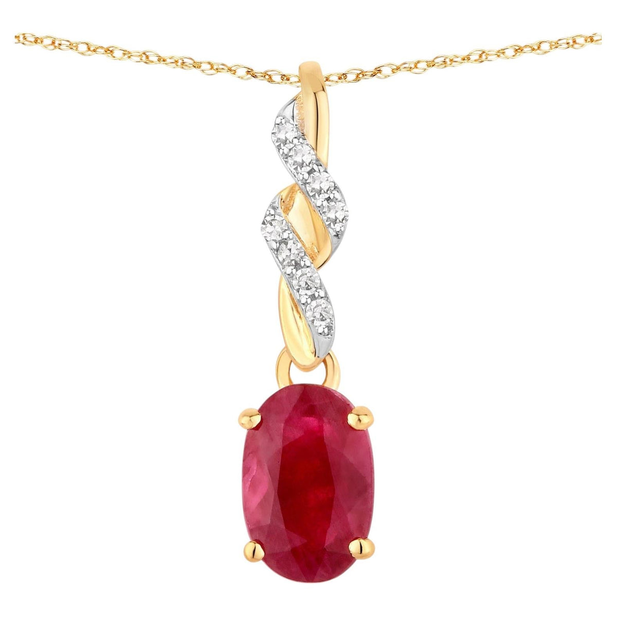 Ruby Pendant With Diamonds 0.52 Carats 14K Yellow Gold