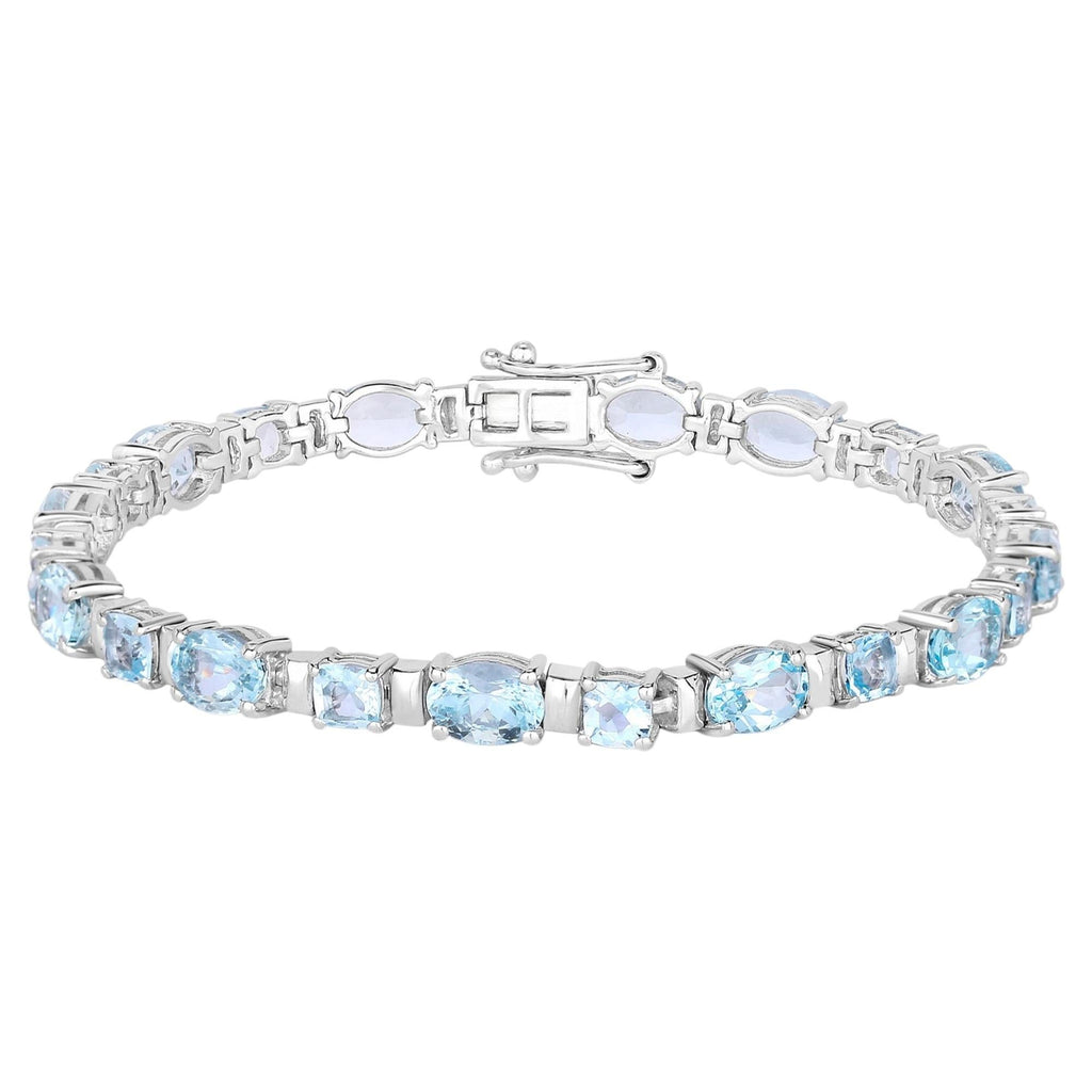 Aquamarine Tennis Bracelet 10 Carats Sterling Silver
