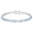 Aquamarine Tennis Bracelet 10 Carats Sterling Silver