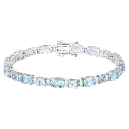 Aquamarine Tennis Bracelet 10 Carats Sterling Silver