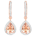 Morganite Dangle Earrings With White Topaz 2.02 Carats Gold Plated Silver